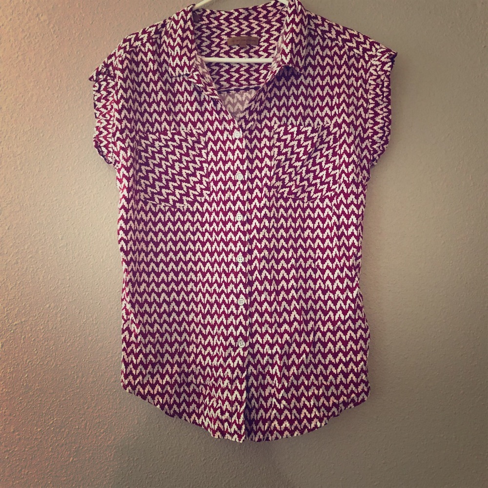 Red and white collared shirt